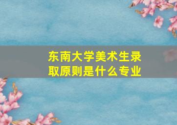 东南大学美术生录取原则是什么专业