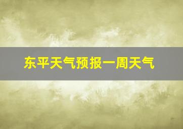 东平天气预报一周天气