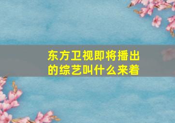 东方卫视即将播出的综艺叫什么来着