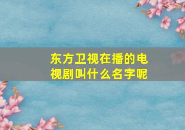 东方卫视在播的电视剧叫什么名字呢