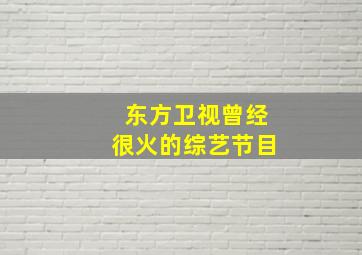 东方卫视曾经很火的综艺节目