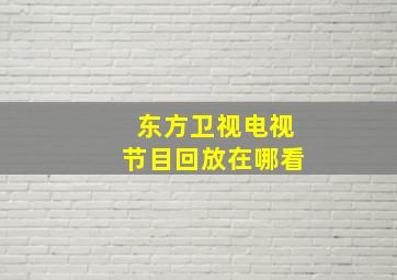 东方卫视电视节目回放在哪看