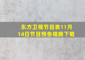 东方卫视节目表11月14日节目预告视频下载