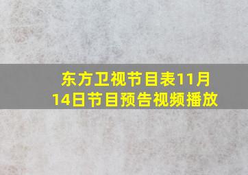 东方卫视节目表11月14日节目预告视频播放