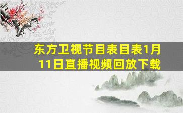 东方卫视节目表目表1月11日直播视频回放下载