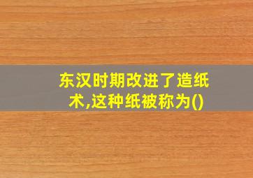 东汉时期改进了造纸术,这种纸被称为()