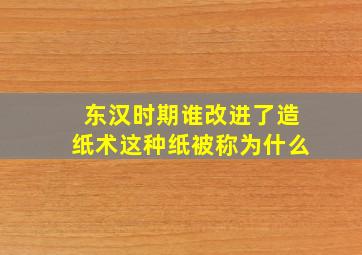 东汉时期谁改进了造纸术这种纸被称为什么