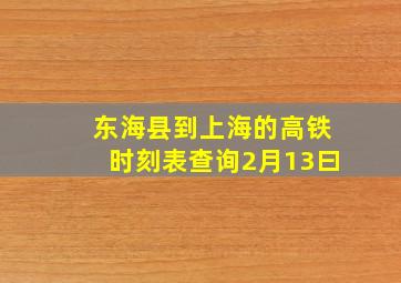 东海县到上海的高铁时刻表查询2月13曰