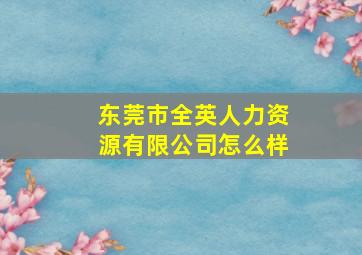 东莞市全英人力资源有限公司怎么样