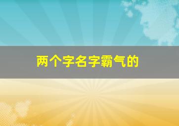 两个字名字霸气的