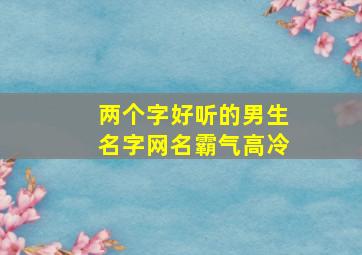 两个字好听的男生名字网名霸气高冷