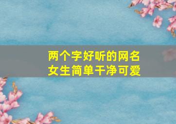 两个字好听的网名女生简单干净可爱