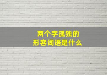 两个字孤独的形容词语是什么