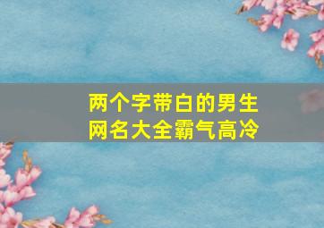 两个字带白的男生网名大全霸气高冷