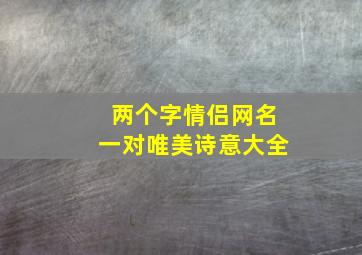 两个字情侣网名一对唯美诗意大全