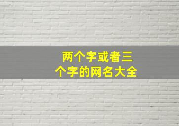 两个字或者三个字的网名大全