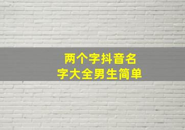 两个字抖音名字大全男生简单