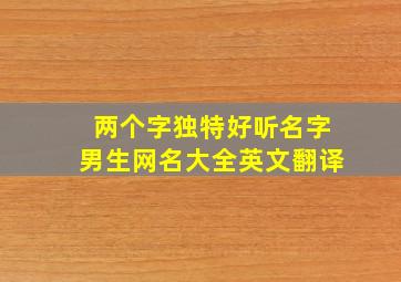 两个字独特好听名字男生网名大全英文翻译