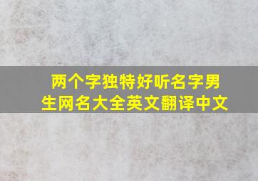 两个字独特好听名字男生网名大全英文翻译中文