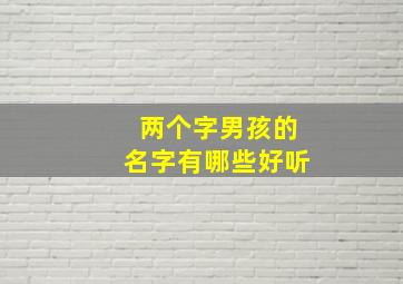 两个字男孩的名字有哪些好听