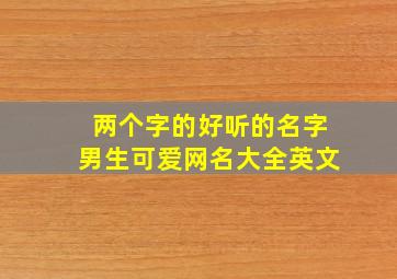 两个字的好听的名字男生可爱网名大全英文