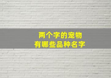 两个字的宠物有哪些品种名字