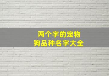 两个字的宠物狗品种名字大全