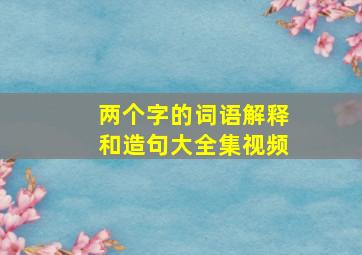 两个字的词语解释和造句大全集视频