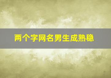 两个字网名男生成熟稳