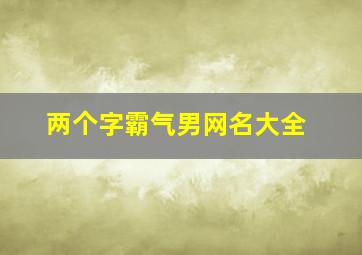 两个字霸气男网名大全