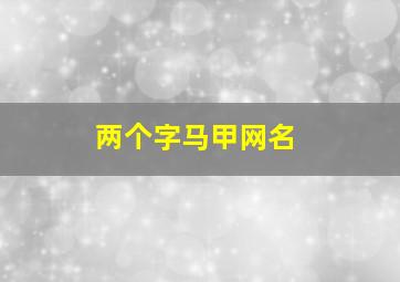 两个字马甲网名