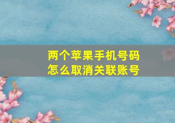 两个苹果手机号码怎么取消关联账号