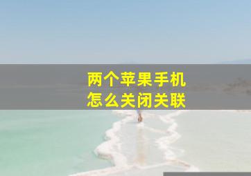 两个苹果手机怎么关闭关联