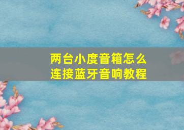 两台小度音箱怎么连接蓝牙音响教程