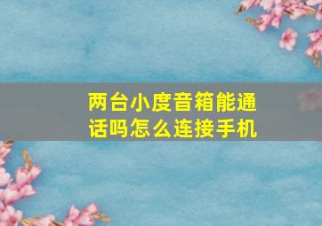 两台小度音箱能通话吗怎么连接手机