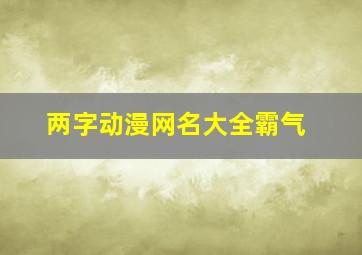 两字动漫网名大全霸气