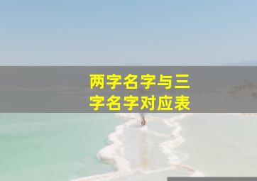 两字名字与三字名字对应表