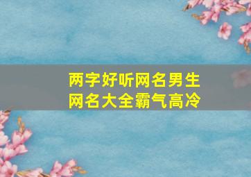 两字好听网名男生网名大全霸气高冷