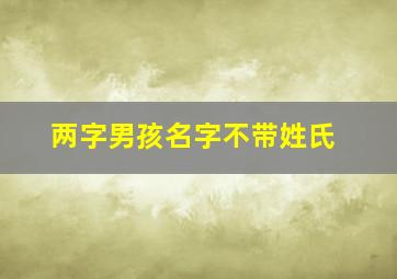 两字男孩名字不带姓氏