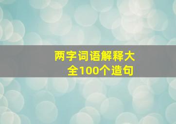 两字词语解释大全100个造句