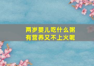 两岁婴儿吃什么粥有营养又不上火呢