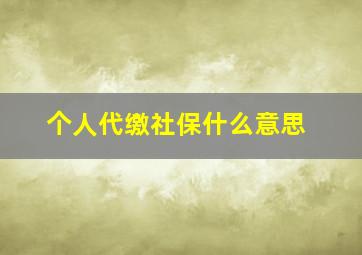 个人代缴社保什么意思