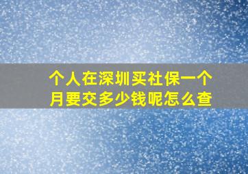 个人在深圳买社保一个月要交多少钱呢怎么查