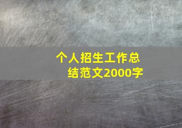 个人招生工作总结范文2000字