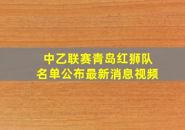 中乙联赛青岛红狮队名单公布最新消息视频