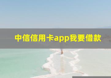 中信信用卡app我要借款