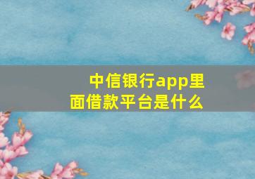 中信银行app里面借款平台是什么