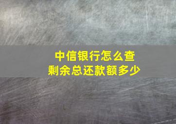 中信银行怎么查剩余总还款额多少