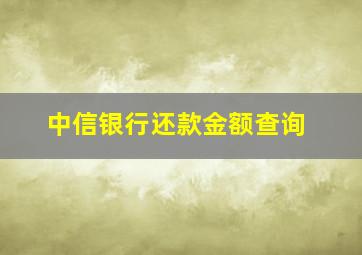 中信银行还款金额查询