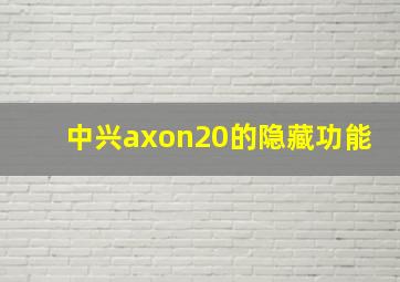 中兴axon20的隐藏功能